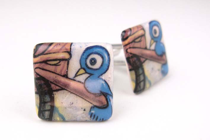 Bird graffiti Stokes Croft cufflinks